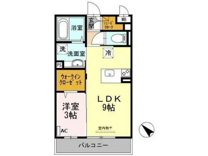 エクセル新見II(1LDK/2階)の間取り写真
