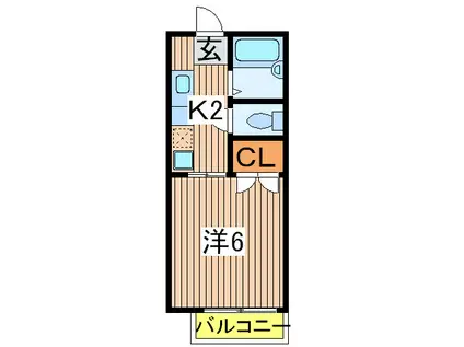 ハウスウステリアF(1K/1階)の間取り写真