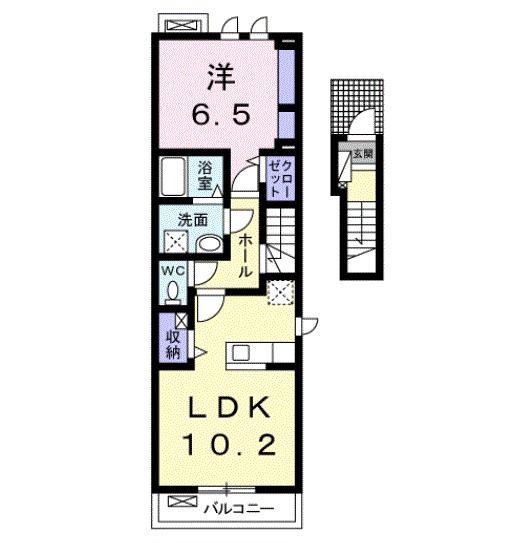 ハーモニー M(1LDK/2階)の間取り写真
