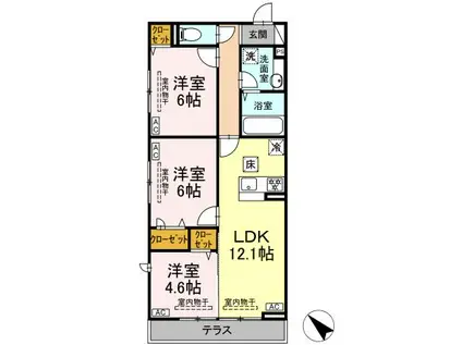 ベラカーサ(3LDK/1階)の間取り写真