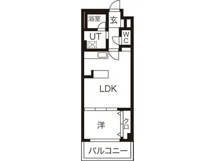 ハイリスベーネ池下(1LDK/1階)の間取り写真