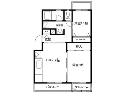アミティエ燕(2DK/3階)の間取り写真