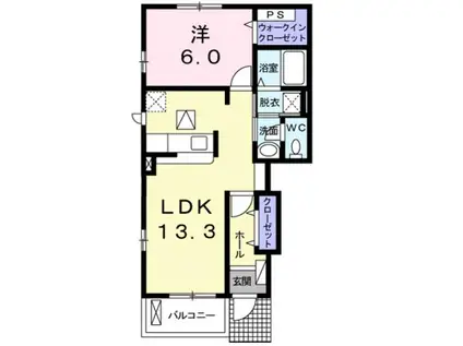 ルガルボニート 2 守山市水保町(1LDK/1階)の間取り写真