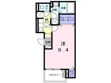 ＪＲ東海道本線 岸辺駅 徒歩4分 3階建 築5年(1K/1階)の間取り写真