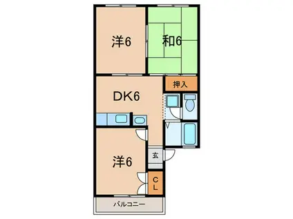 ル・シェール竜が岡(3DK/2階)の間取り写真