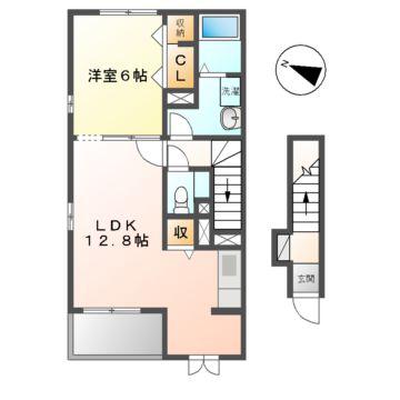 アーデント T(1LDK/2階)の間取り写真