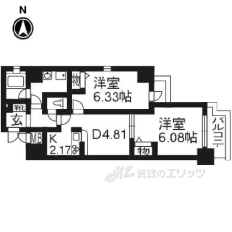 レジディア京都駅前(2DK/7階)の間取り写真