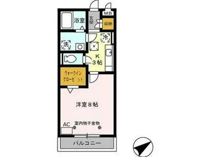 セーリング V B(1K/1階)の間取り写真