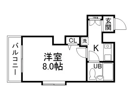 デトム・ワン烏丸鞍馬口II(1K/4階)の間取り写真