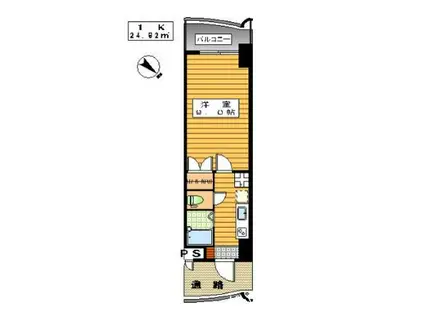 ロイヤル日赤通(1K/13階)の間取り写真