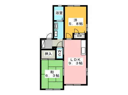 サンライズ(2DK/1階)の間取り写真