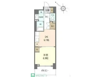 ステイブル協和(1DK/8階)の間取り写真