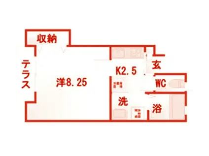 ルレーヴキティ(1K/1階)の間取り写真