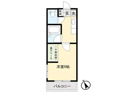 ウイングパレス飯塚(1K/1階)の間取り写真