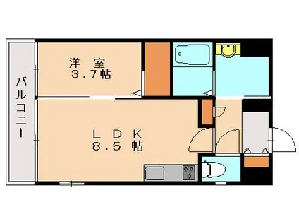 グランドハイツ黒崎(1LDK/6階)の間取り写真