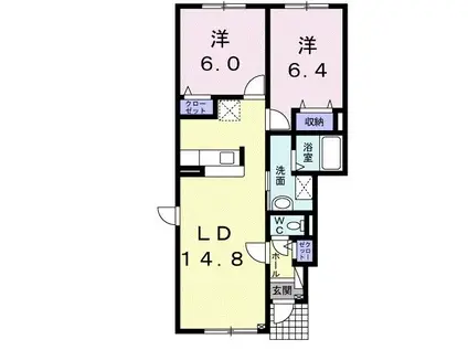 アウル 916(2LDK/1階)の間取り写真