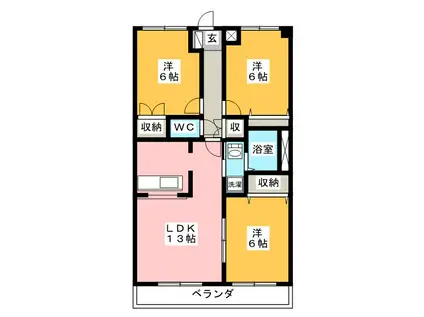 スプリング デイ ハイツ(3LDK/2階)の間取り写真