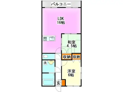 エクセルステージ(2LDK/4階)の間取り写真