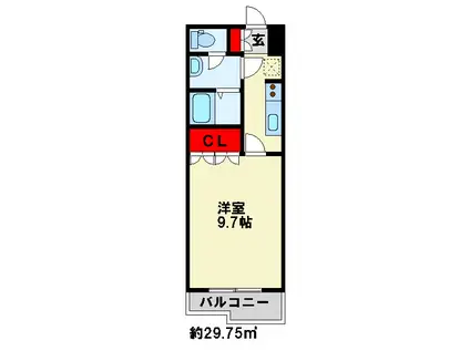 グローリアス行橋III(1K/1階)の間取り写真