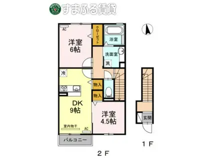 アンシャンテ(2DK/2階)の間取り写真