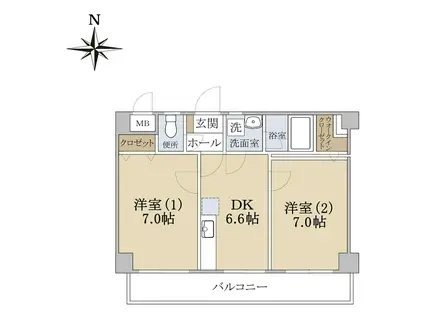 ギャロップ(2DK/3階)の間取り写真
