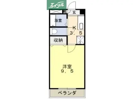 フォレスト東古松(1K/1階)の間取り写真