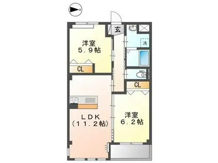 サンウッド南大高(2LDK/3階)の間取り写真