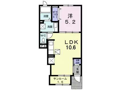 サンアニメート(1LDK/1階)の間取り写真