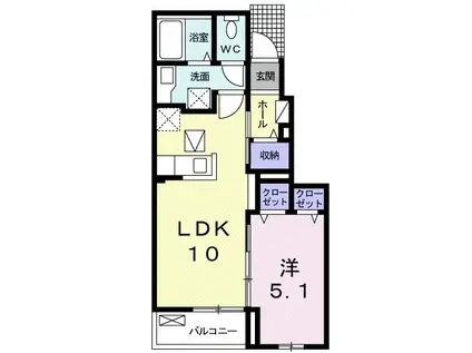 サンリットガーデンII(1LDK/1階)の間取り写真