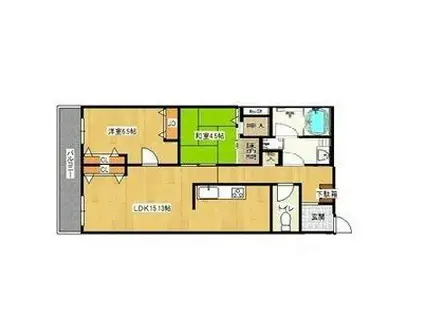 レヴィア北白川(2LDK/4階)の間取り写真