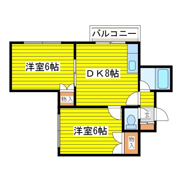 ステージイン20(2DK/1階)の間取り写真