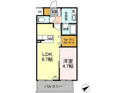 四季荘(1LDK/4階)の間取り写真