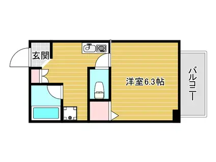 レバンガAP難波南II(1K/6階)の間取り写真