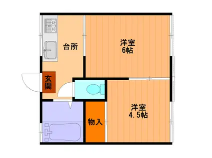 コーポ藤(2K/2階)の間取り写真