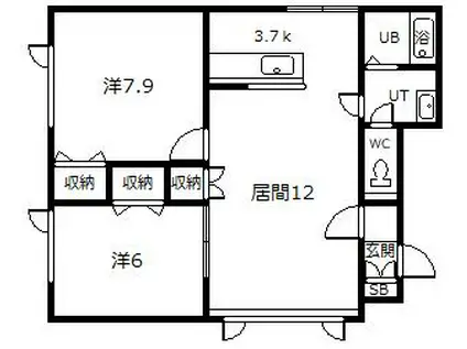 タウンズ418(2LDK/2階)の間取り写真