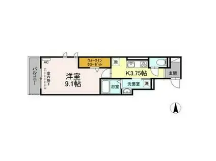 ライムライト岐阜(1K/1階)の間取り写真