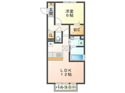 キートスマルカ A棟(1LDK/1階)の間取り写真