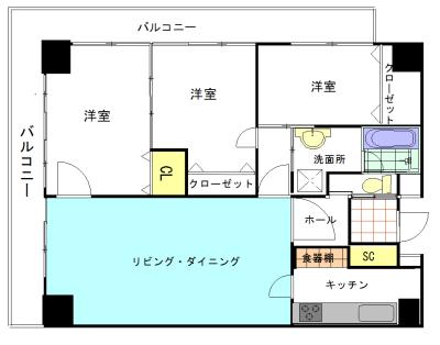 ストークマンション新宿(3LDK/3階)の間取り写真