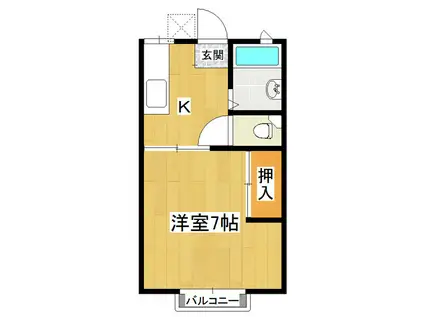 コーポツクバネ(1K/2階)の間取り写真