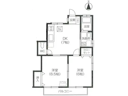 ピュア・パフュームウエスト(2DK/1階)の間取り写真