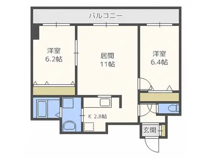 グレイスコート桑園(2LDK/8階)の間取り写真