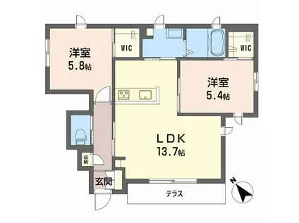コオリナテラス(2LDK/1階)の間取り写真