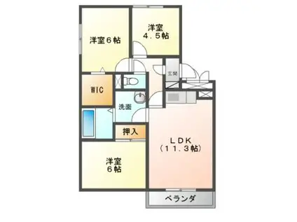 セジュールMEタケイシ(3LDK/2階)の間取り写真