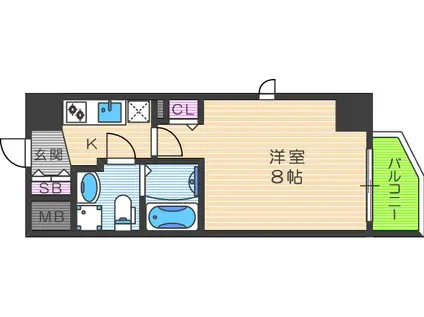 ビガーポリス224松ヶ枝町Ⅱ(1K/4階)の間取り写真