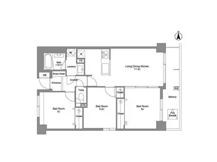 コンフォリア西荻北(3LDK/3階)の間取り写真