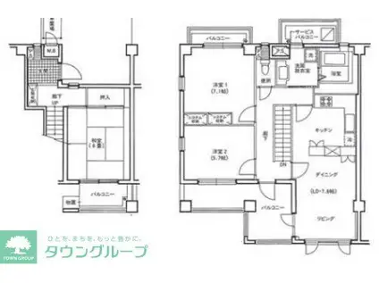 あさかヴィレッジ スクエア棟(3LDK/2階)の間取り写真