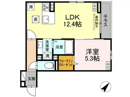 アセット-コート曙町(1LDK/1階)の間取り写真