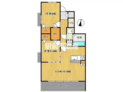 アミューザン鳥栖宿町(2LDK/1階)の間取り写真