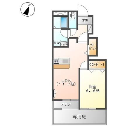 ルミナス 花筏(1LDK/1階)の間取り写真