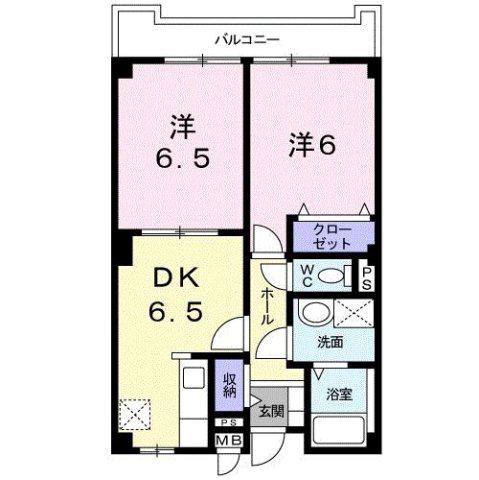 フレグランス焼山(2DK/2階)の間取り写真
